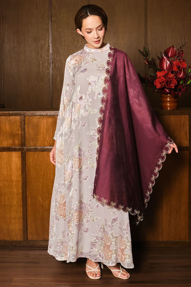 Darmita Dress - Grey/Purple Floral - Image 1