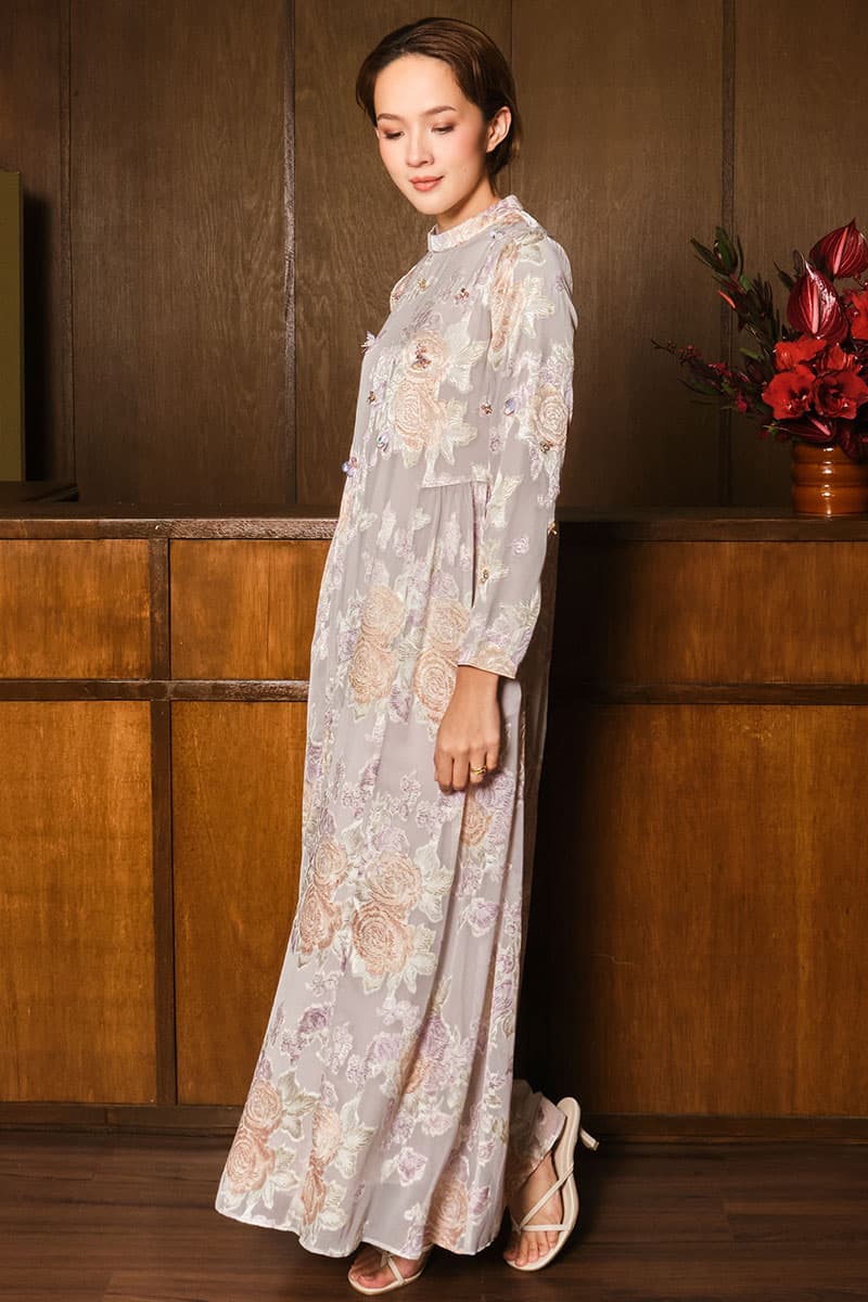 Darmita Dress - Grey/Purple Floral - Image 3