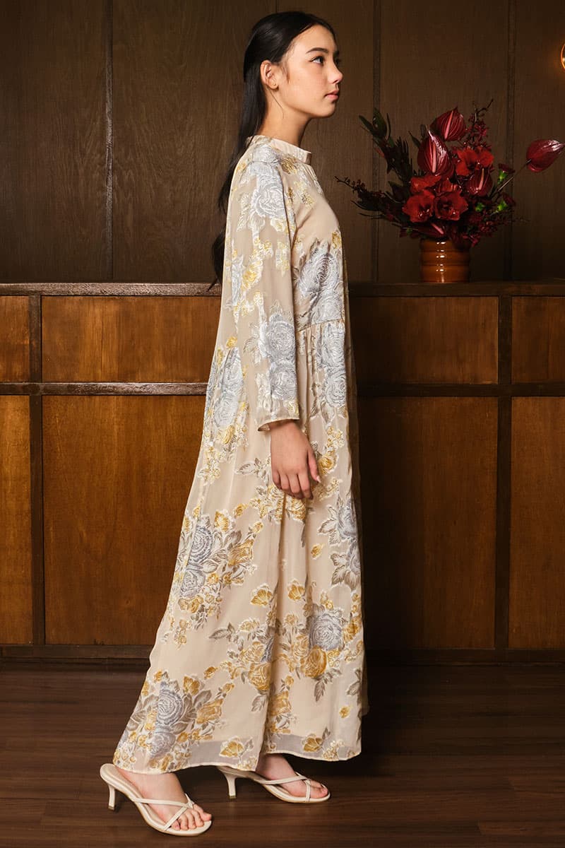 KIDS Darmita Dress - Beige/Yellow Floral - Image 3