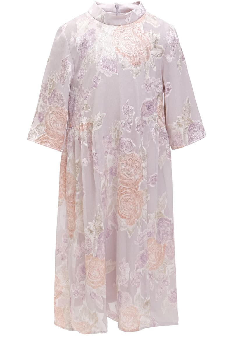 KIDS Darmita Dress - Grey/Purple Floral - Image 2