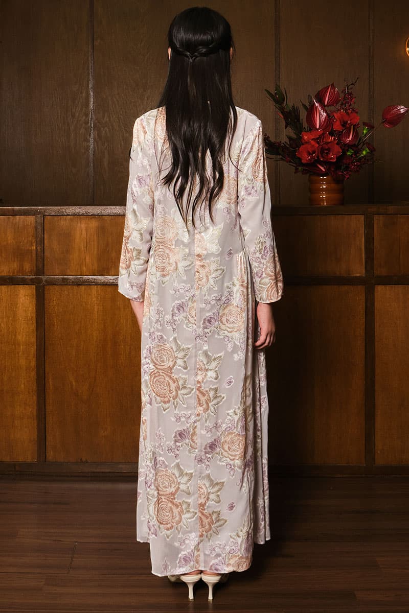 KIDS Darmita Dress - Grey/Purple Floral - Image 4