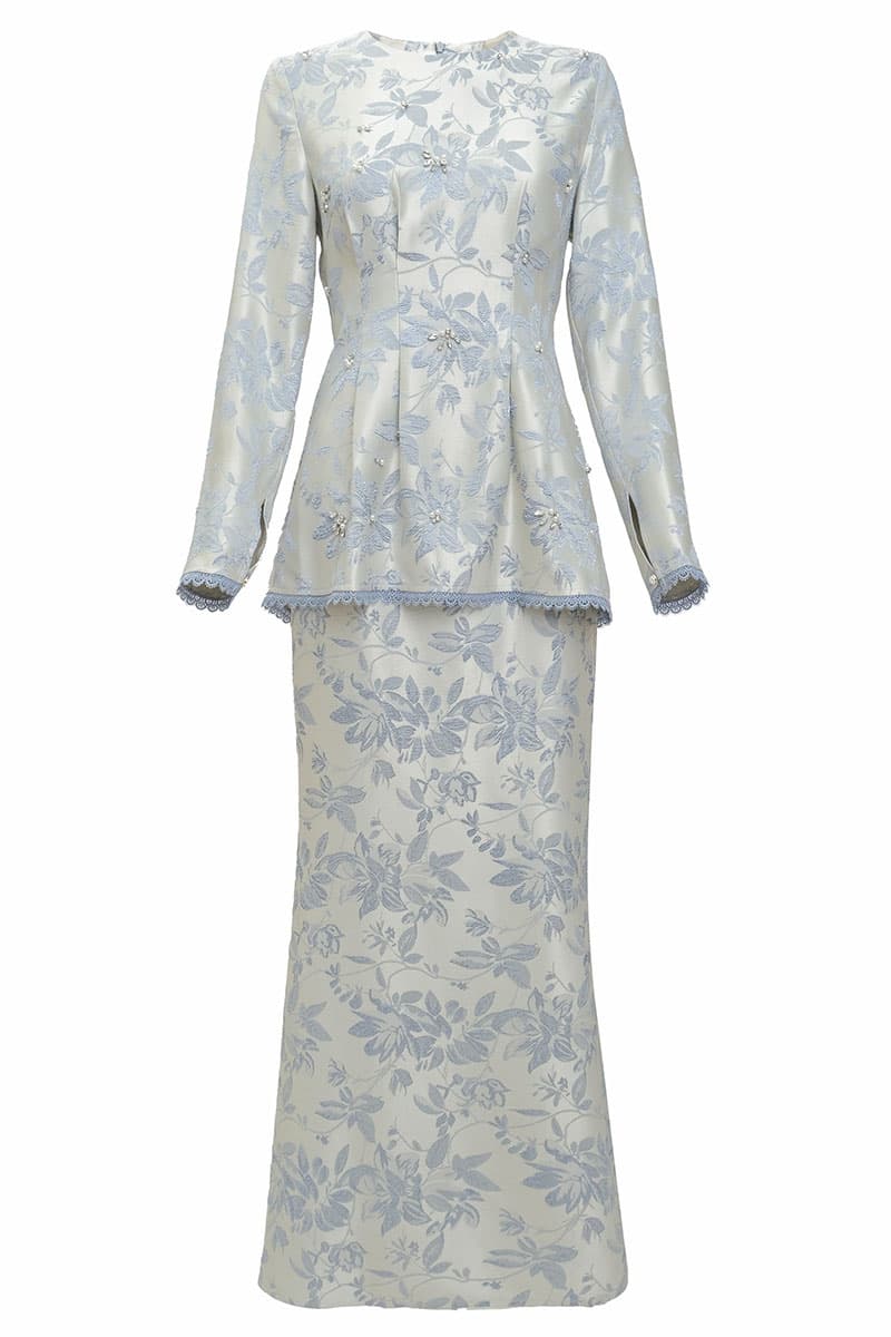 Aruna Blouse & Skirt - Silver/Blue - Image 2