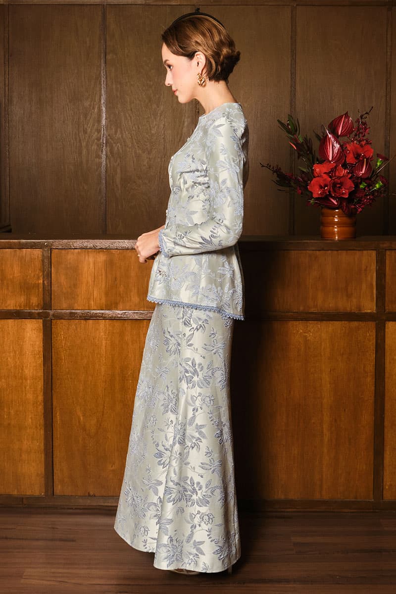 Aruna Blouse & Skirt - Silver/Blue - Image 3