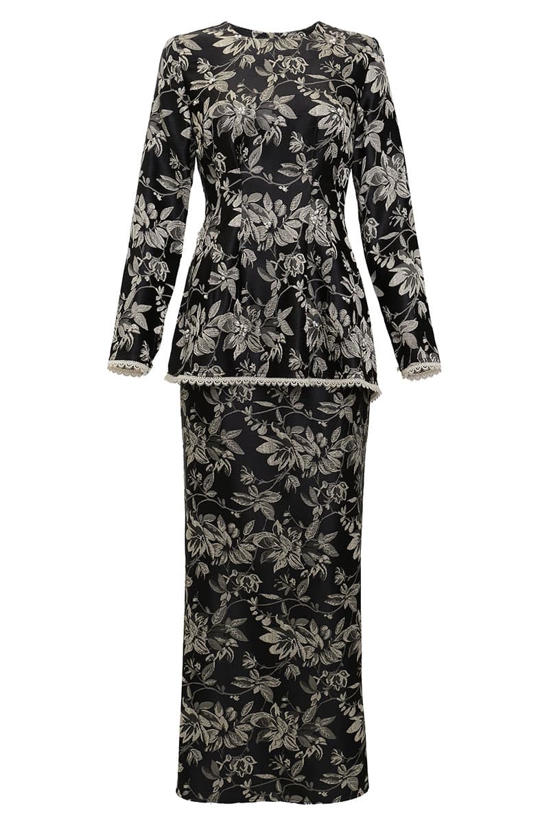 Aruna Blouse & Skirt - Black/Beige - Image 2