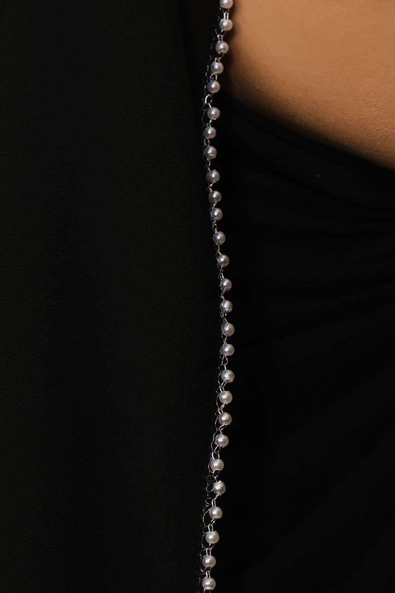 Runeeta Beaded Chiffon Headscarf - Black - Image 3