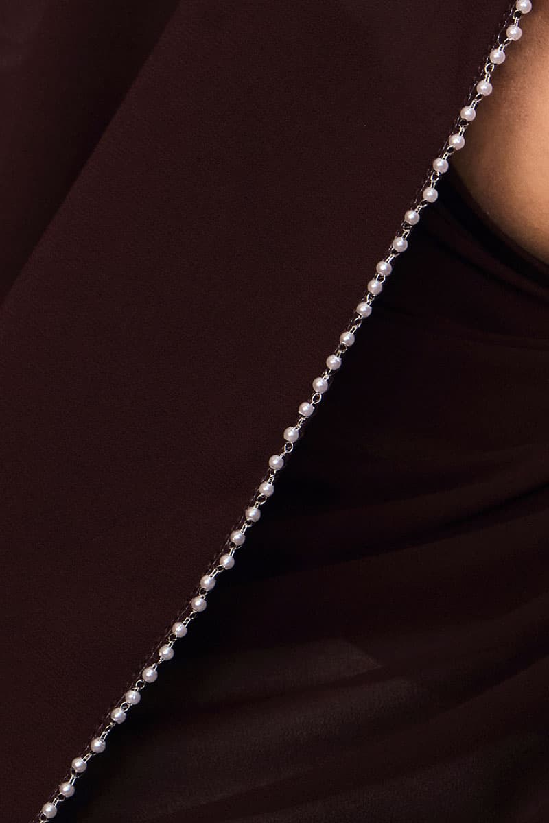 Runeeta Beaded Chiffon Headscarf - Deep Plum - Image 3