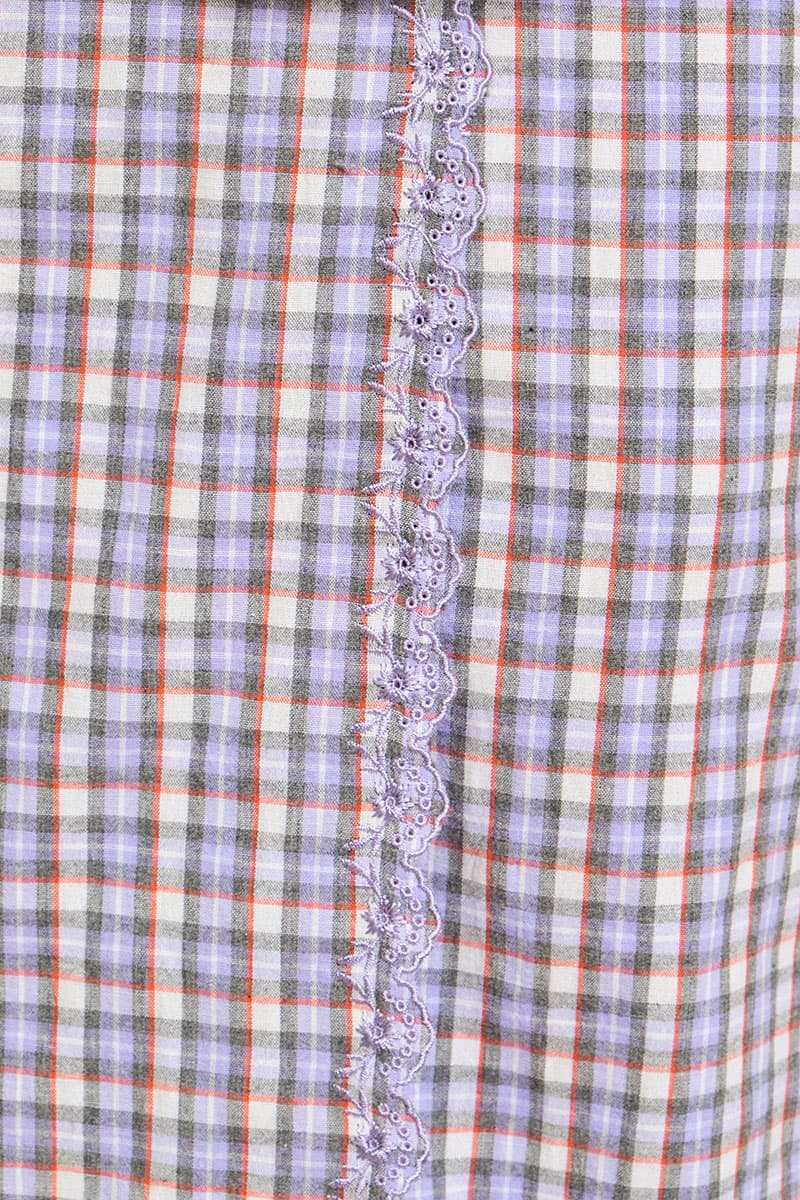 COTTON Gendhis Blouse & Skirt - Coffee/Purple Plaid - Image 7