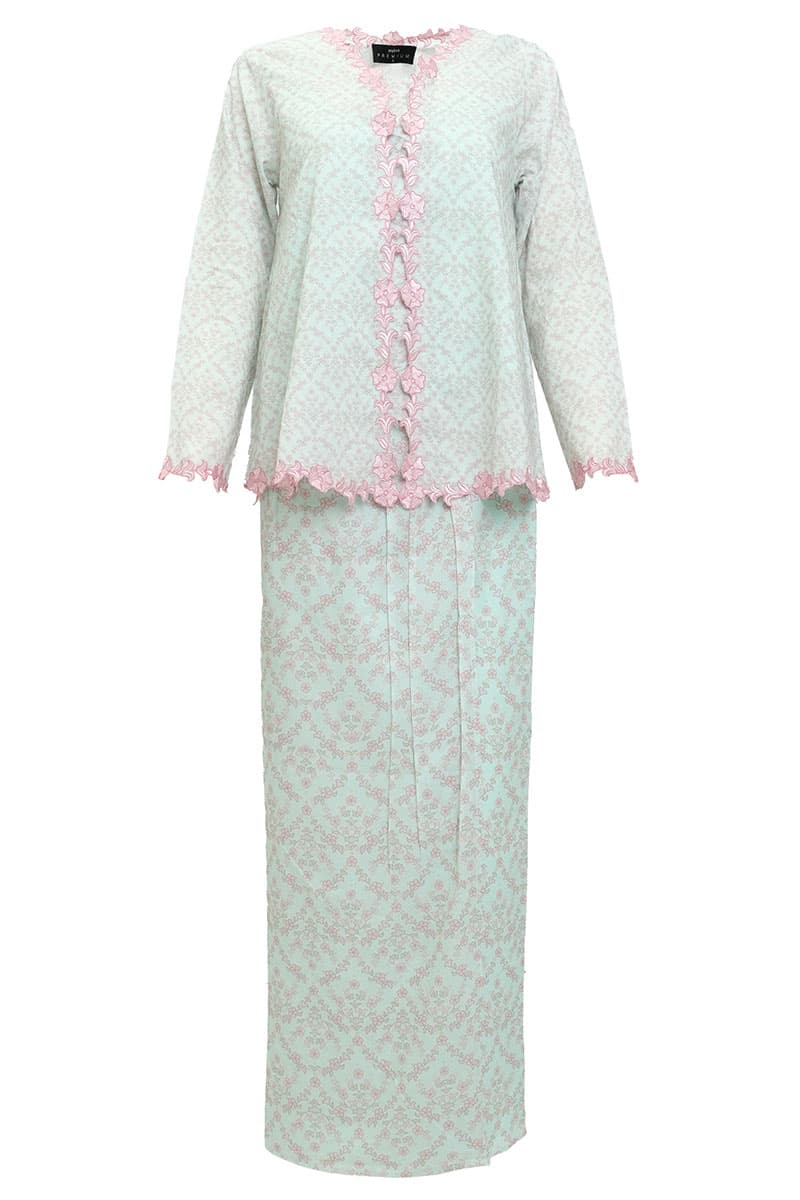 COTTON Ayuna Blouse & Skirt - Mint/Pink - Image 2