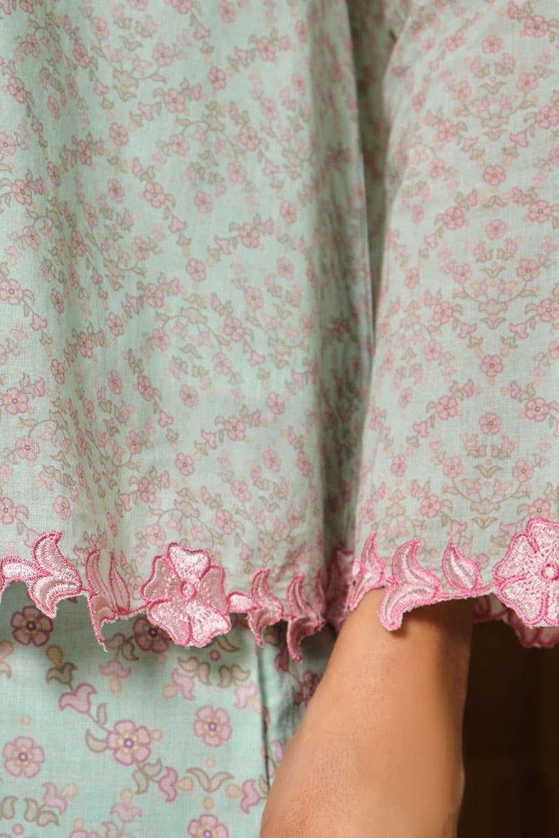 COTTON Ayuna Blouse & Skirt - Mint/Pink - Image 5