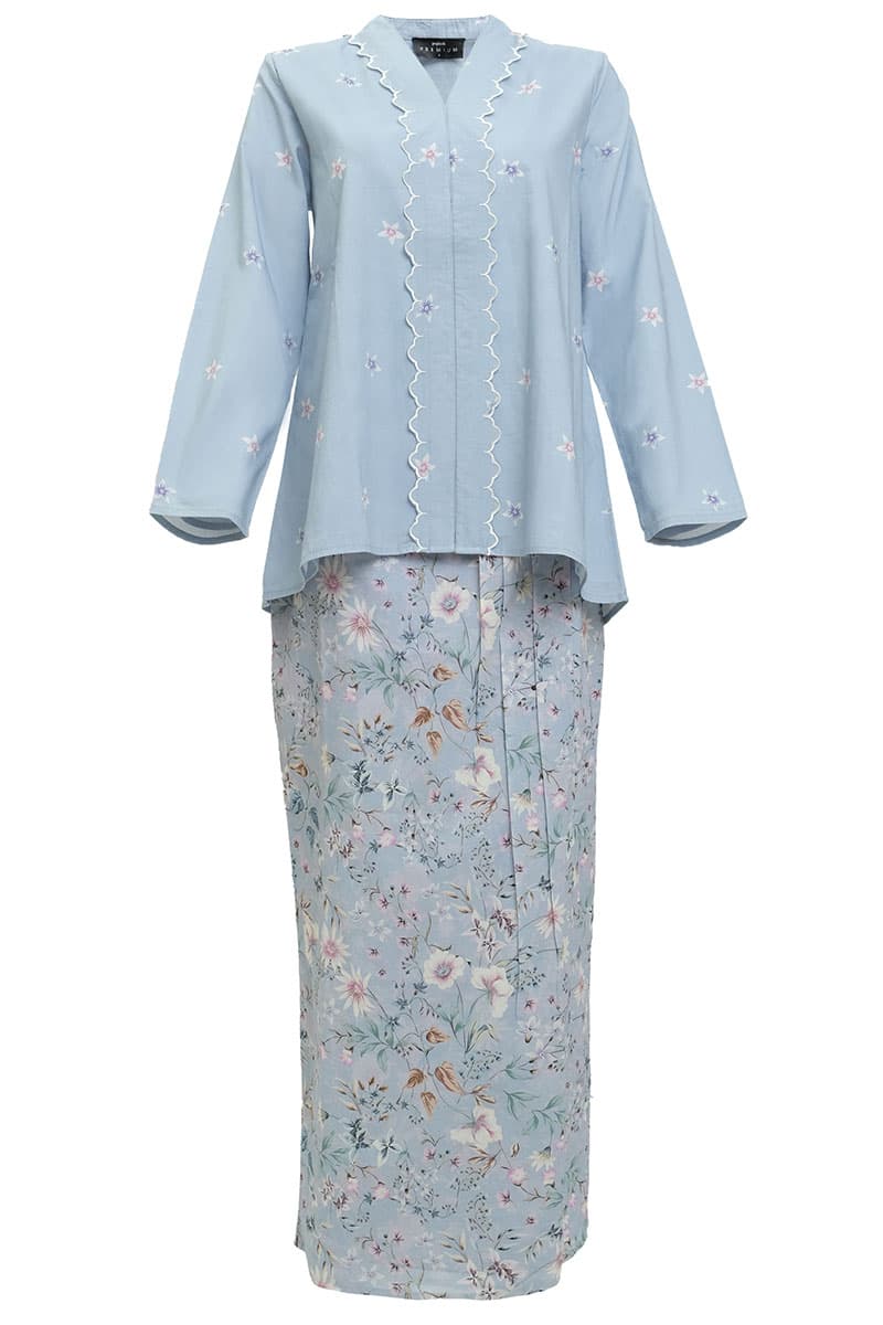 COTTON Dhiyara Blouse & Skirt - Blue Bell - Image 2