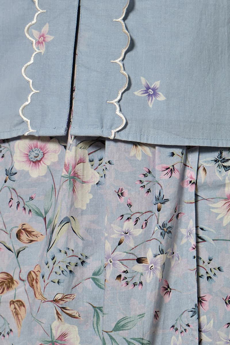 COTTON Dhiyara Blouse & Skirt - Blue Bell - Image 6