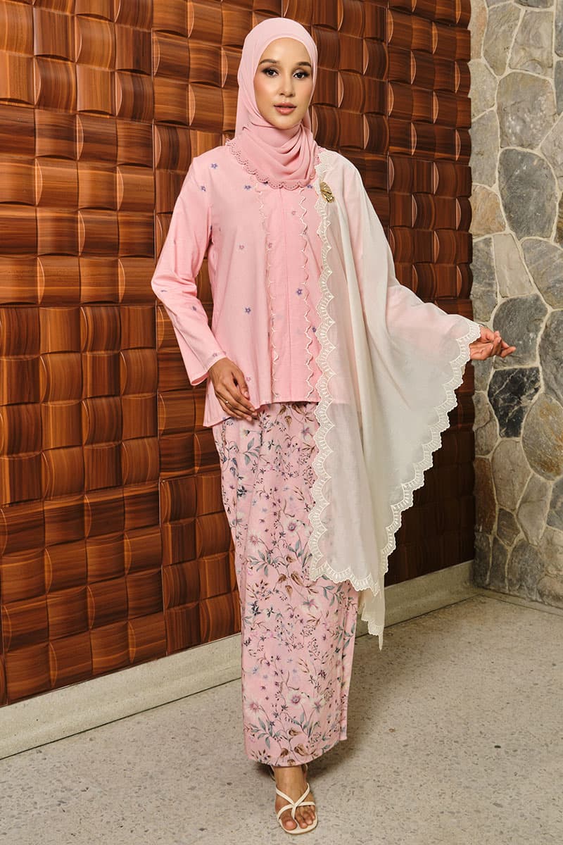 COTTON Dhiyara Blouse & Skirt - Pink Quartz - Image 1
