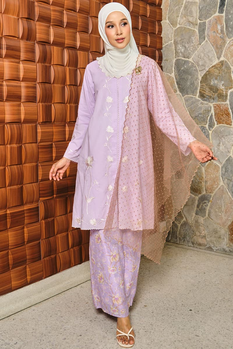 COTTON Larasti Blouse & Skirt - Lilac - Image 1