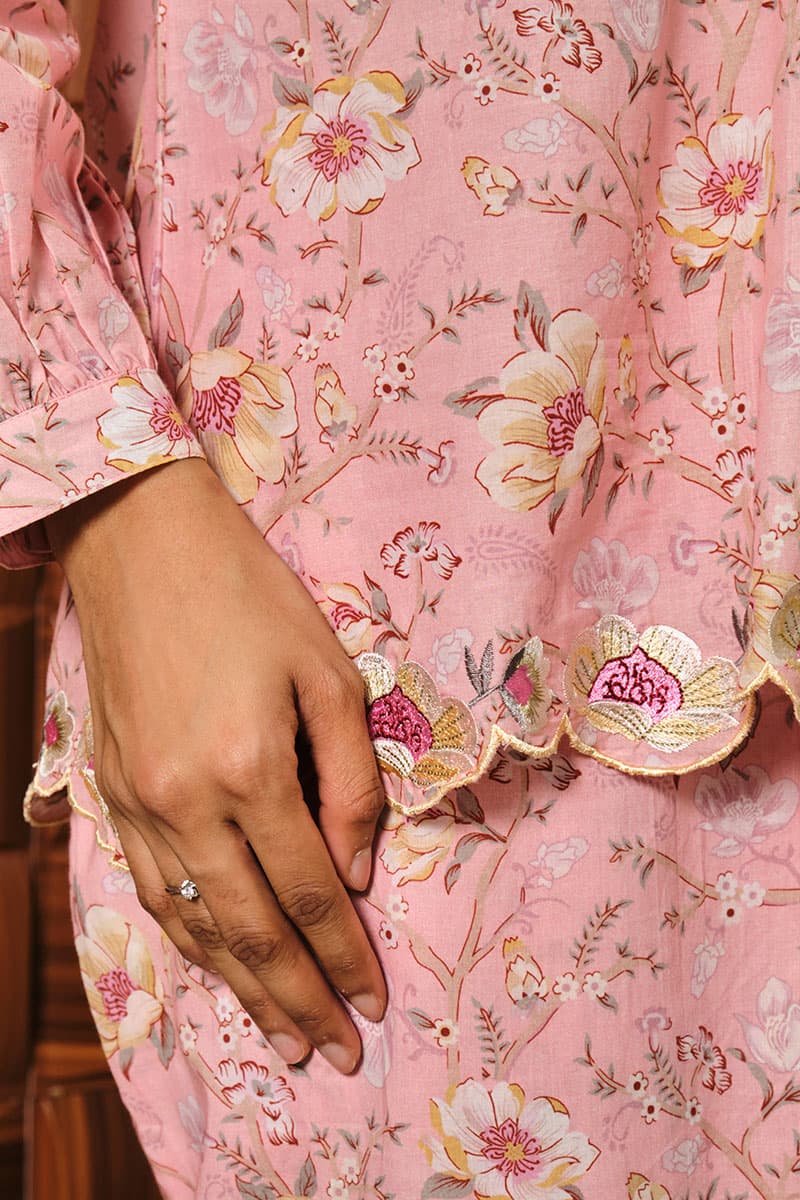COTTON Rukma Blouse & Skirt - Pink Blossom - Image 5