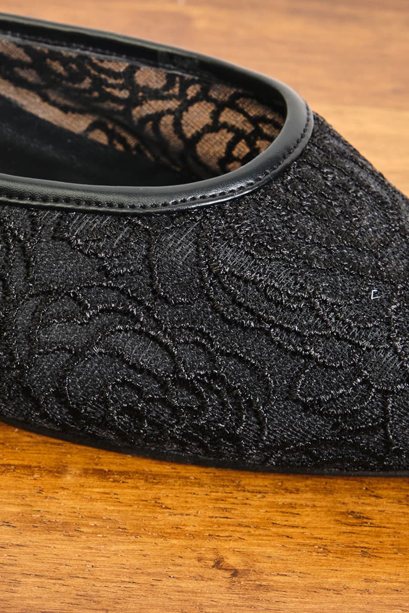 Maheen Embroidered Mule Heels - Black Floral - Image 8