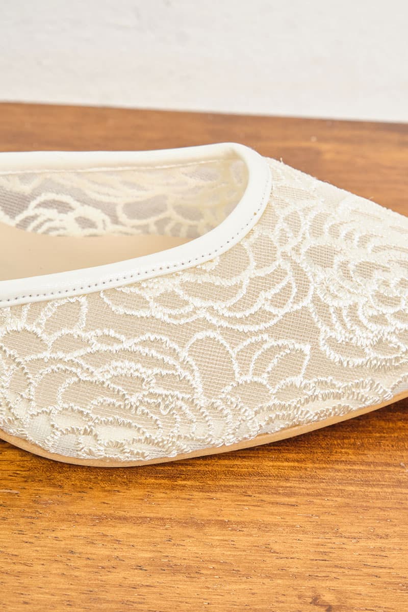 Maheen Embroidered Mule Heels - Cream Floral - Image 8