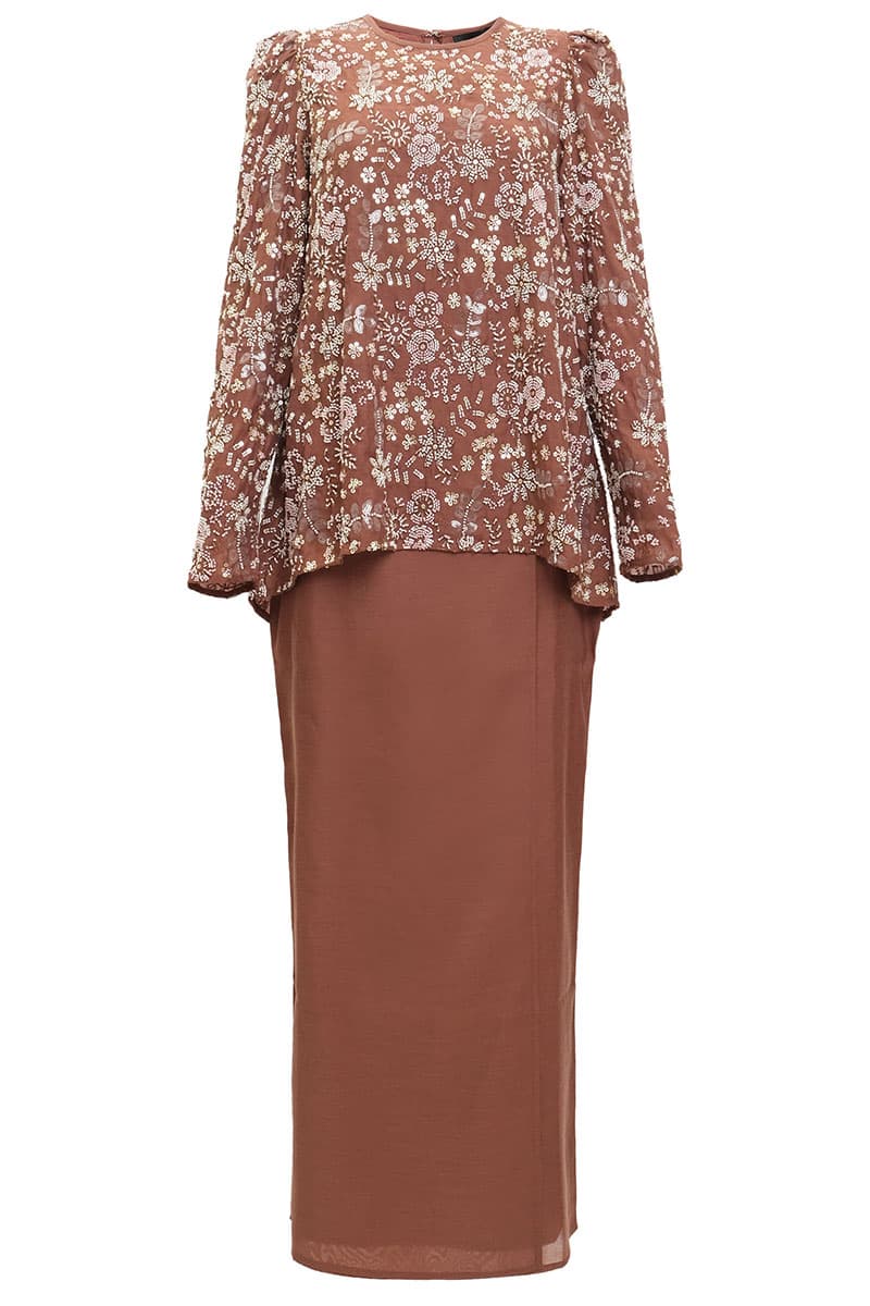 PRE-ORDER COTTON Qasurinda Blouse & Skirt - Rustic Brown - Image 2