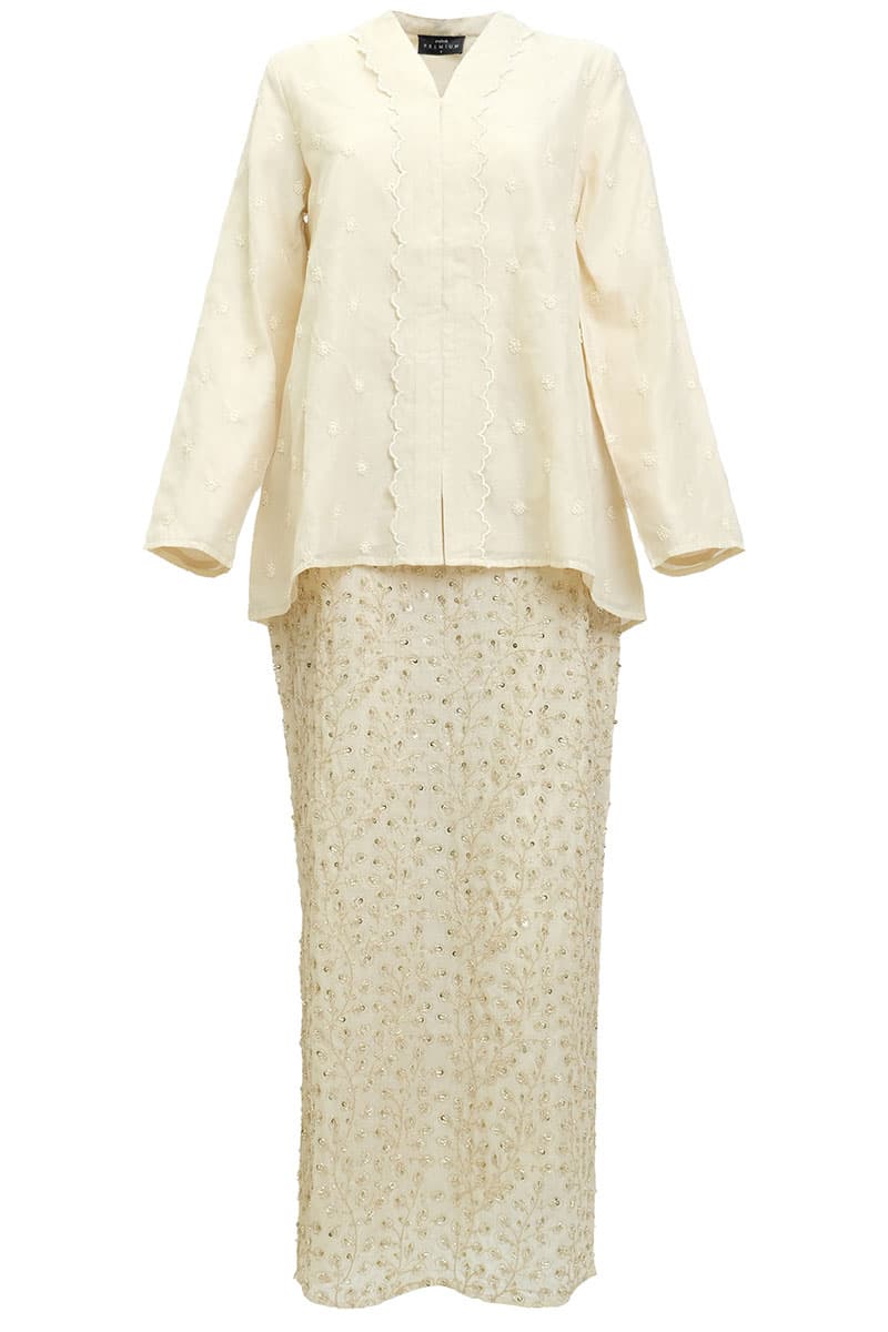 PRE-ORDER COTTON Ranindra Blouse & Skirt - Champagne - Image 2