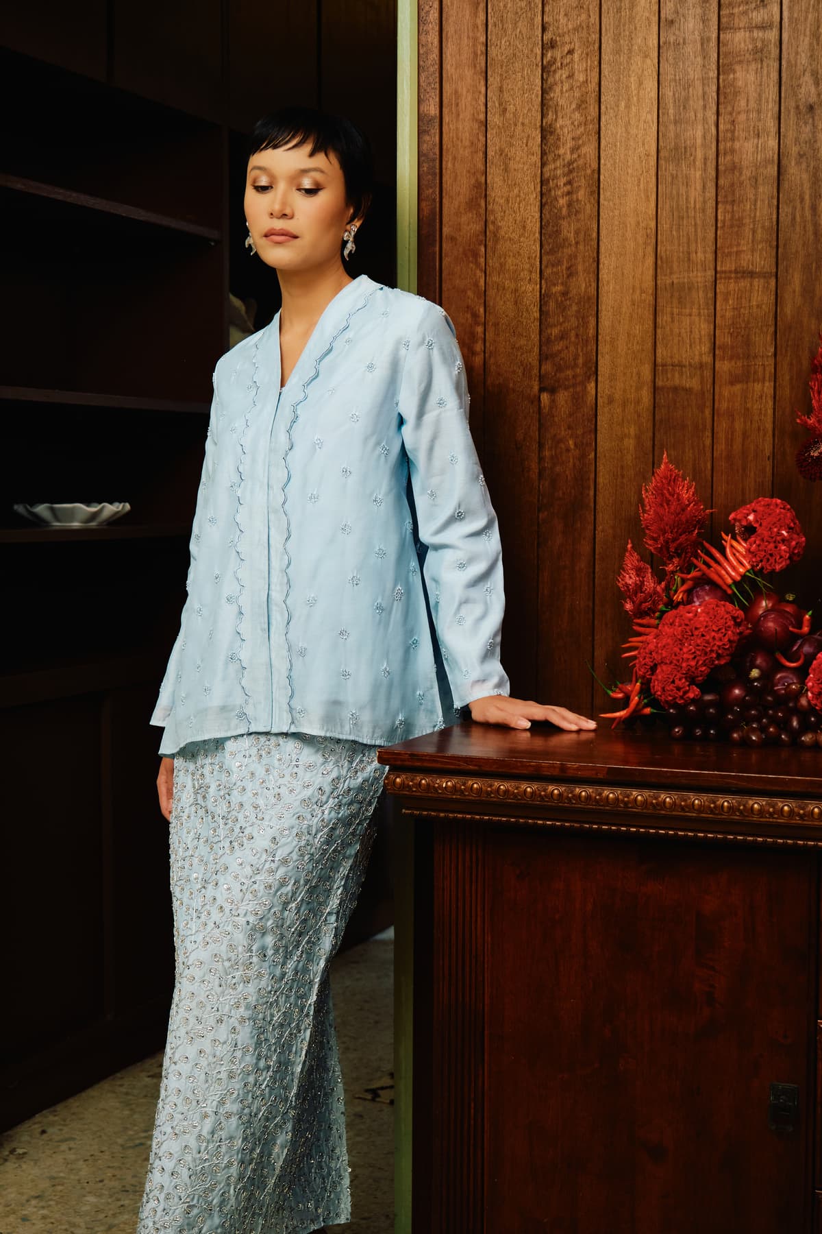 PRE-ORDER COTTON Ranindra Blouse & Skirt - Champagne - Image 7