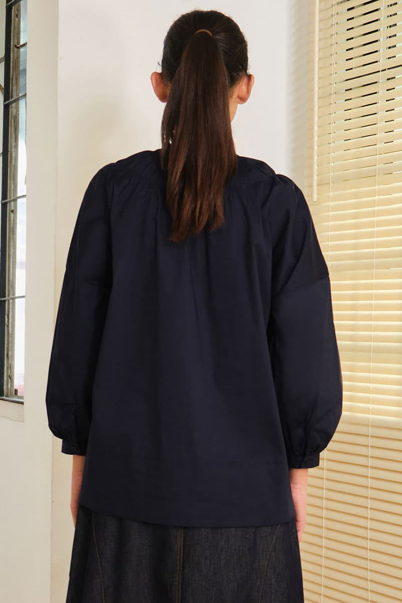 Daliah Drop Shoulder Blouse - Midnight Blue - Image 4