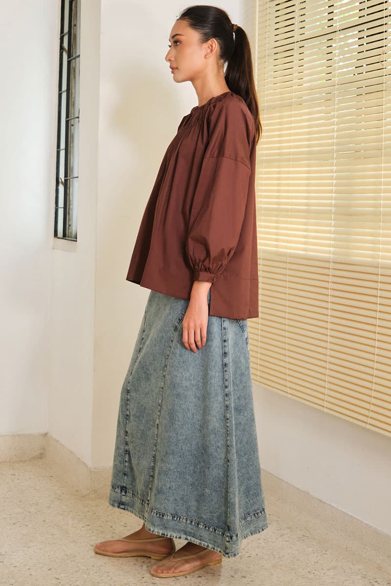 Daliah Drop Shoulder Blouse - Cocoa - Image 3