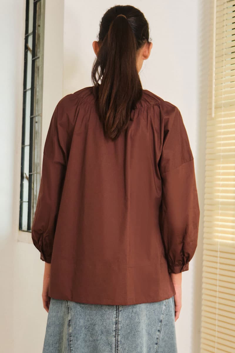 Daliah Drop Shoulder Blouse - Cocoa - Image 4
