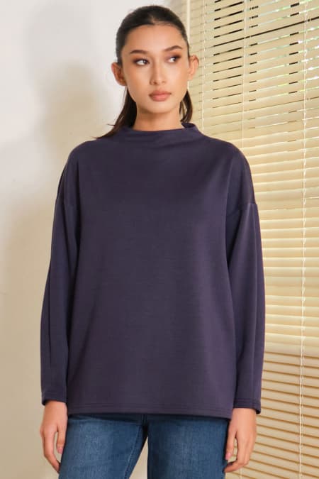 Denali Soft High Neck Blouse - Twilight