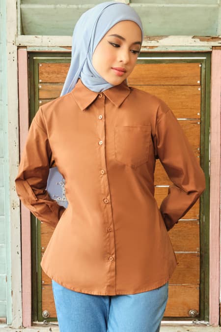 Winter Front Button Shirt - Russet Brown