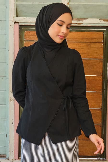 Eagle Kimono Blouse - Black