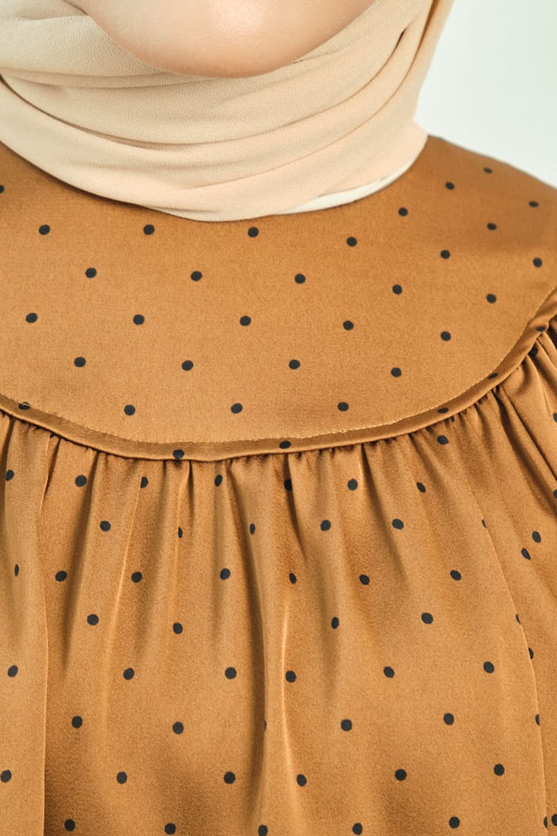 Bradley Flared Blouse - Brown Polka - Image 5
