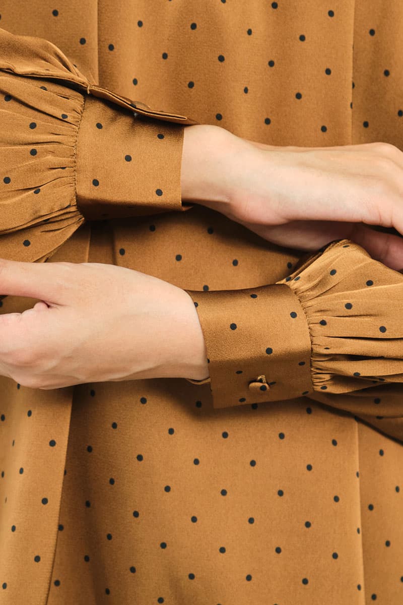 Bradley Flared Blouse - Brown Polka - Image 6