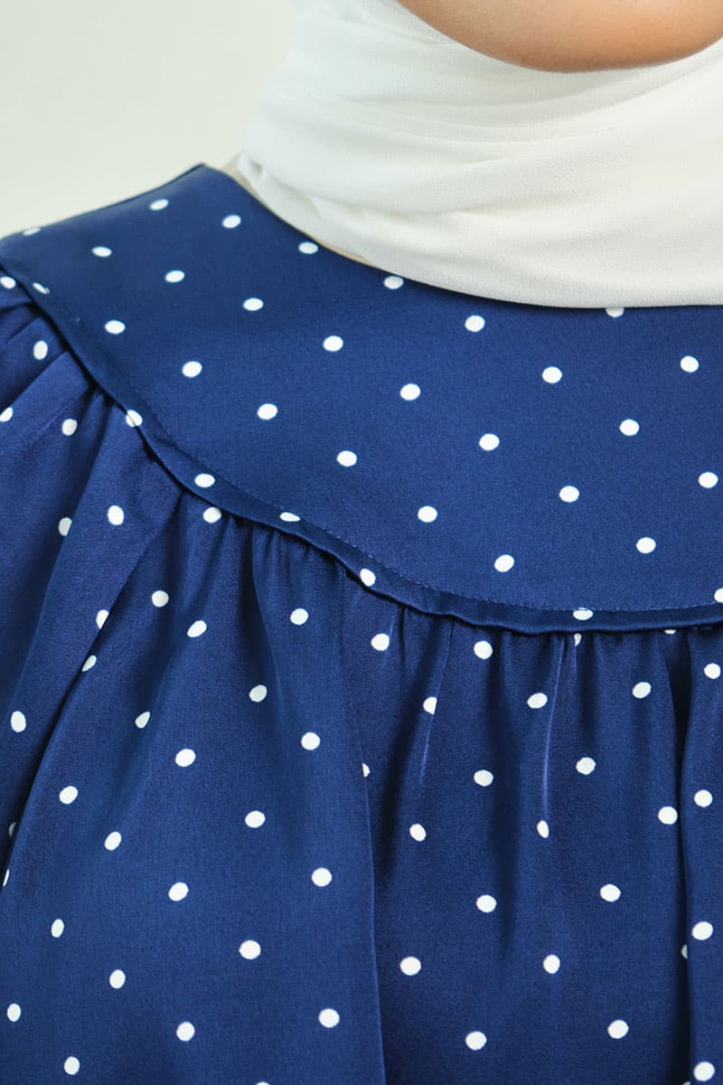 Bradley Flared Blouse - Navy Polka - Image 5