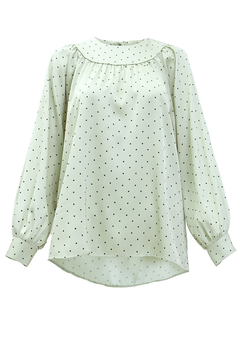 Bradley Flared Blouse - Mint Polka - Image 2