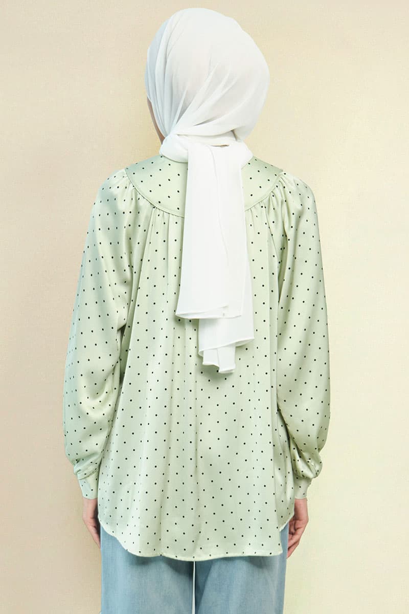 Bradley Flared Blouse - Mint Polka - Image 4