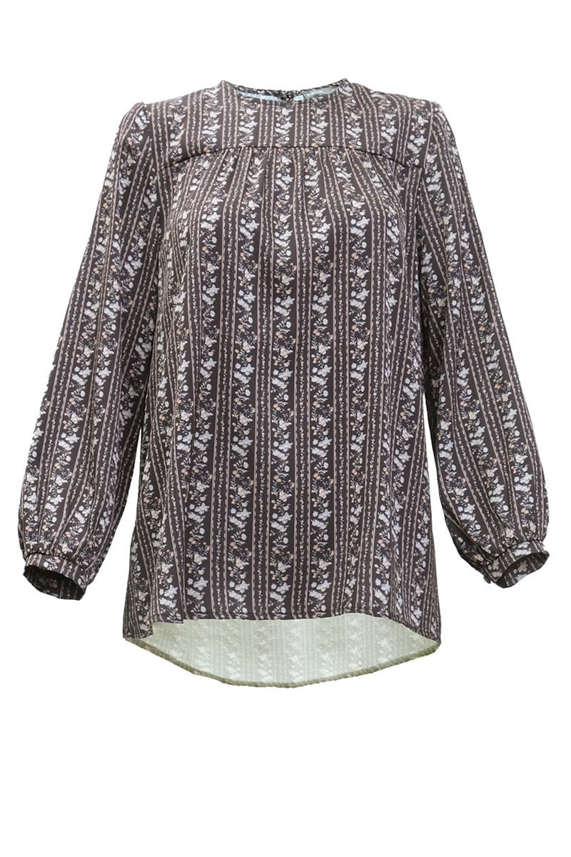 Mark Flared Satin Blouse - Black Floral - Image 2