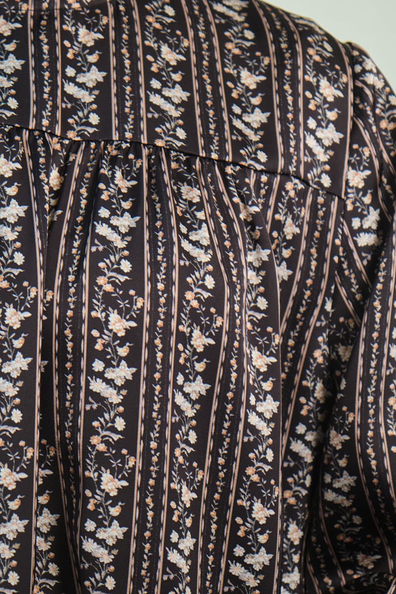 Mark Flared Satin Blouse - Black Floral - Image 5