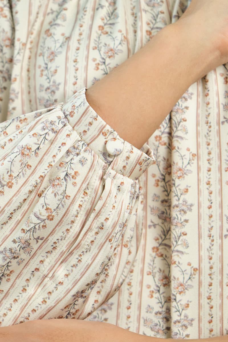 Mark Flared Satin Blouse - Beige Floral - Image 6