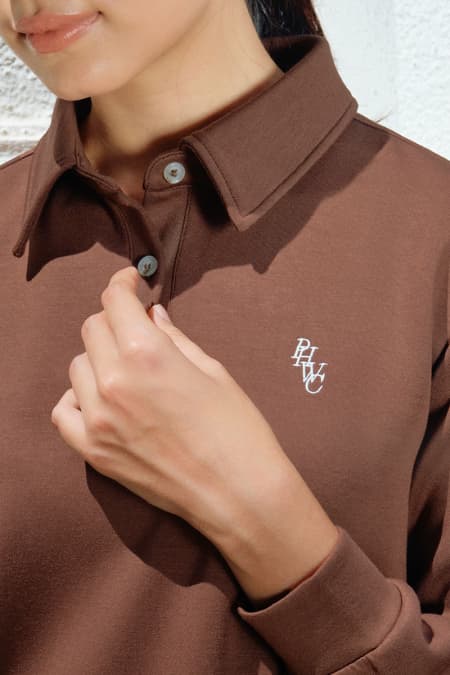 Victor Drop Shoulder Polo Shirt - Pinecone