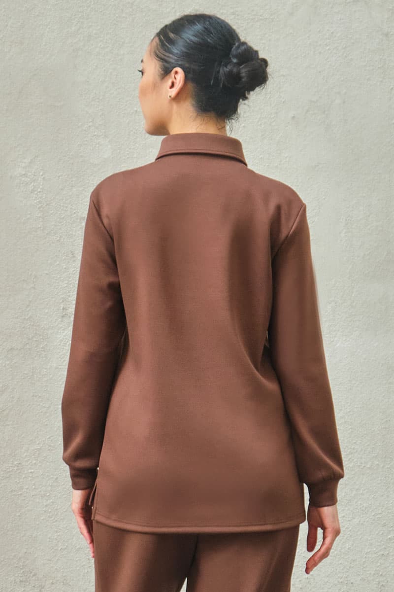 Victor Drop Shoulder Polo Shirt - Pinecone - Image 4