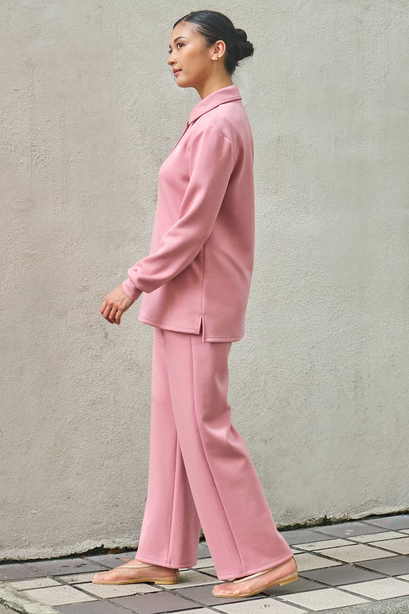 Victor Drop Shoulder Polo Shirt - Dusty Rose - Image 3