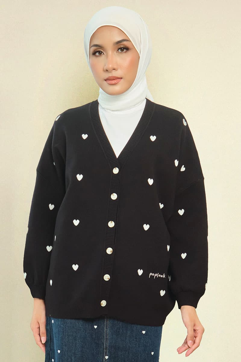 Camelia Drop-Shoulder Cardigan - Black - Image 1
