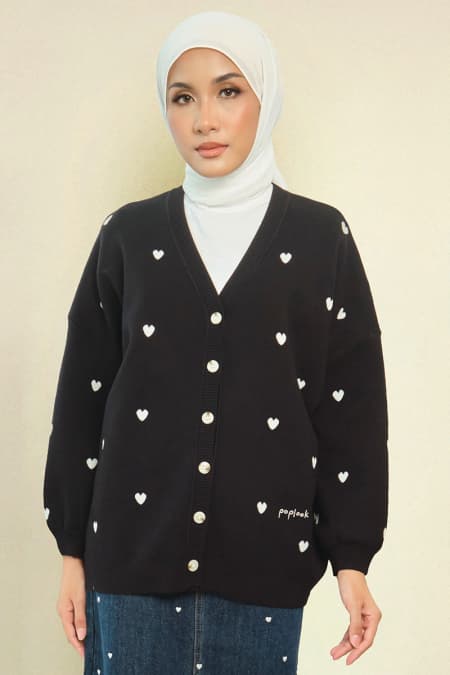 Camelia Drop-Shoulder Cardigan - Black