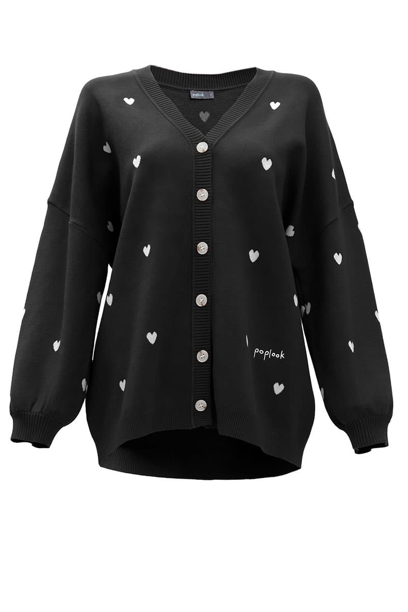 Camelia Drop-Shoulder Cardigan - Black - Image 2