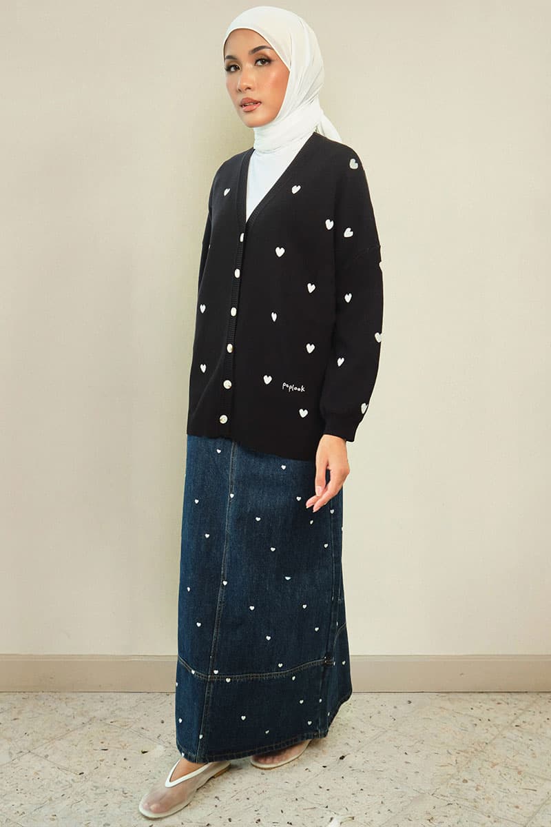 Camelia Drop-Shoulder Cardigan - Black - Image 3