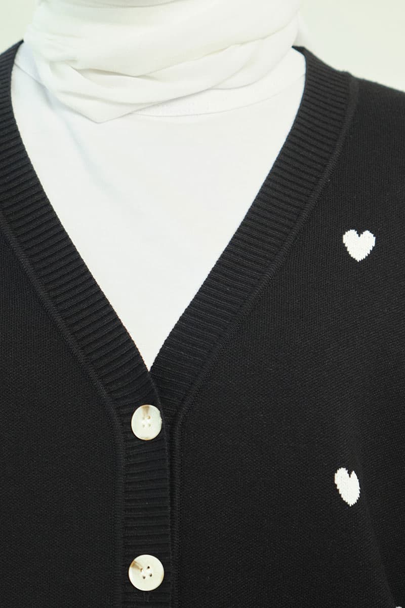 Camelia Drop-Shoulder Cardigan - Black - Image 6