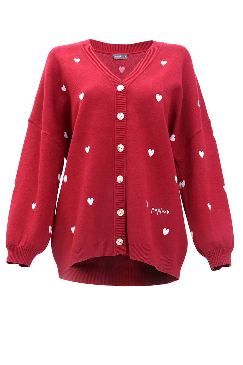 Camelia Drop-Shoulder Cardigan - Maroon - Image 2