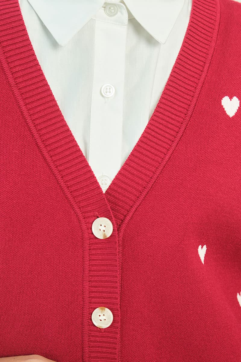 Camelia Drop-Shoulder Cardigan - Maroon - Image 6