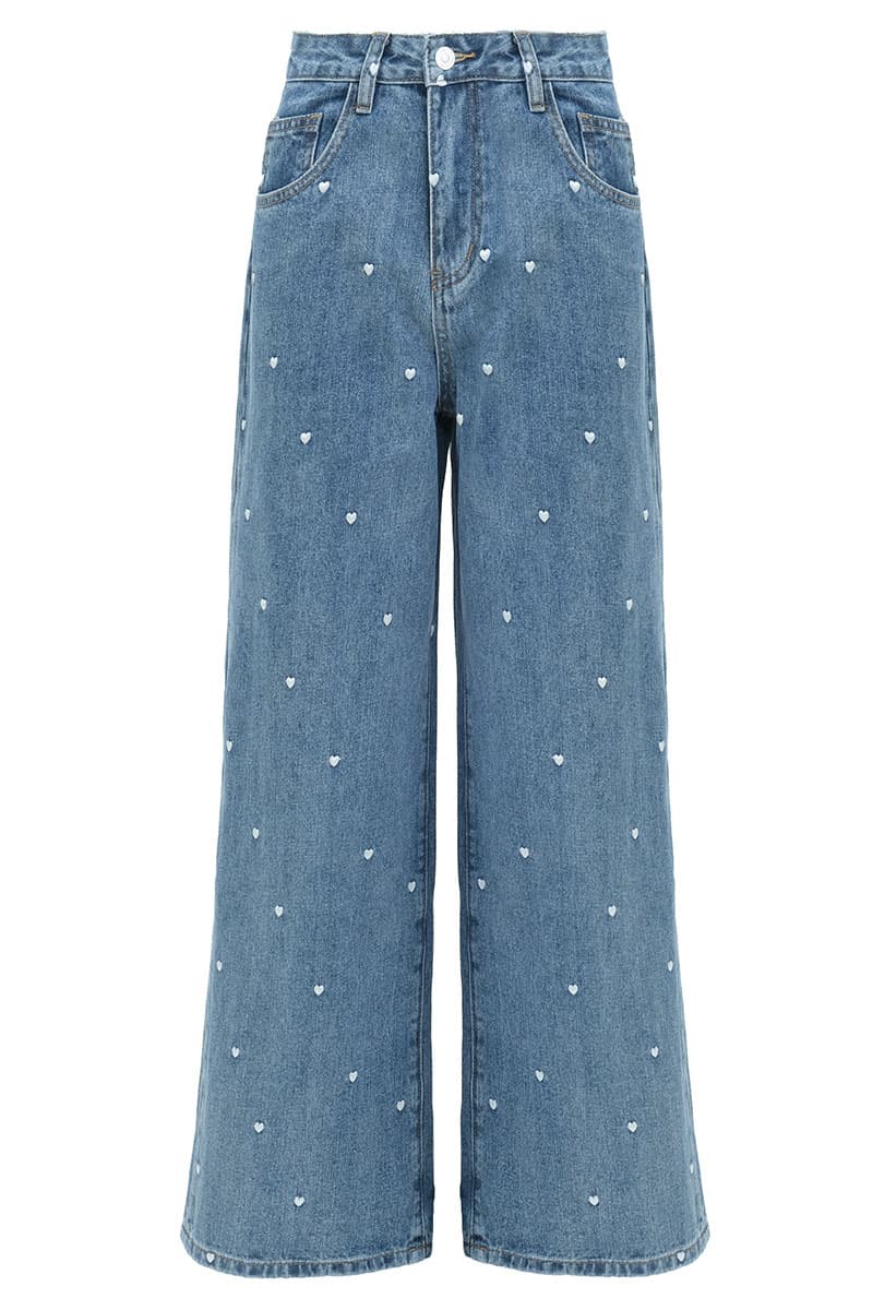 COTTON Alexi Wide-Legged Jeans - Light Wash - Image 2