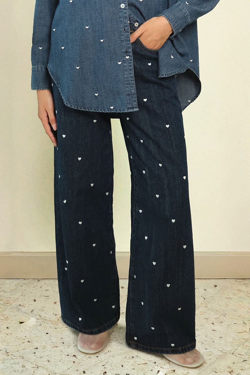 COTTON Alexi Wide-Legged Jeans - Dark Wash - Image 1