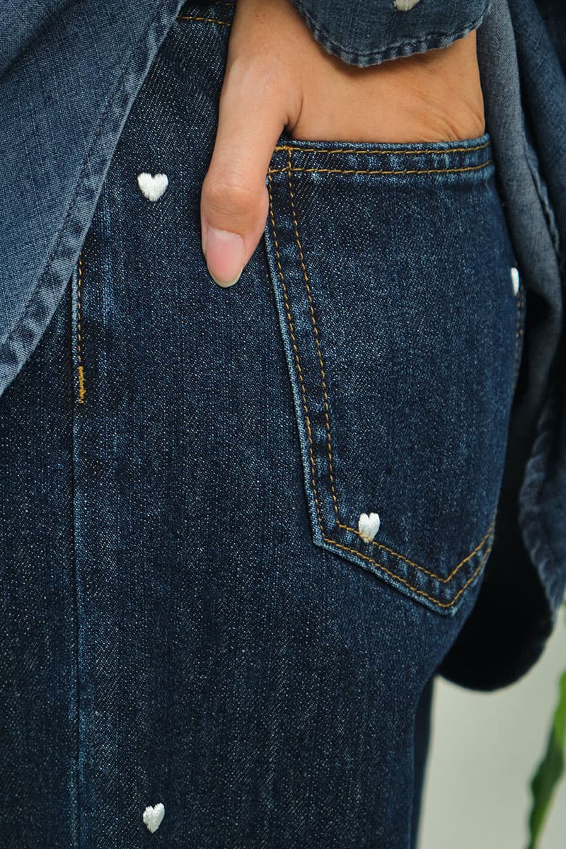 COTTON Alexi Wide-Legged Jeans - Dark Wash - Image 6